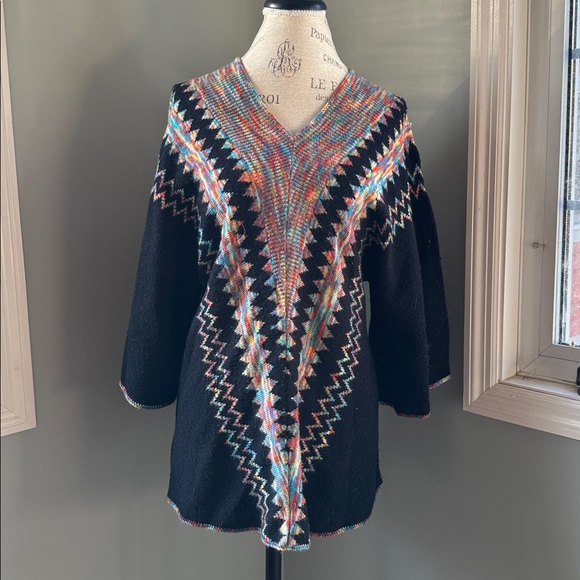 Cuddle Knits vintage 70’s Multicolor Patterned Women's Sweater M/L - Picture 3 of 11